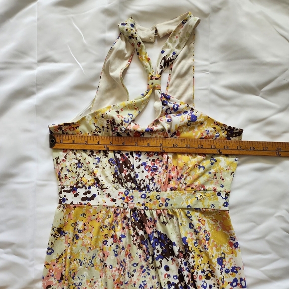 GUESS Multicolor Yellow Summer Halter Keyhole Neck Maxi Dress 6 - Picture 9 of 12